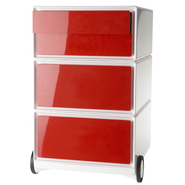 PAPERFLOW Rollcontainer easyBox, 4 Sch&uuml;be, weiss schwarz