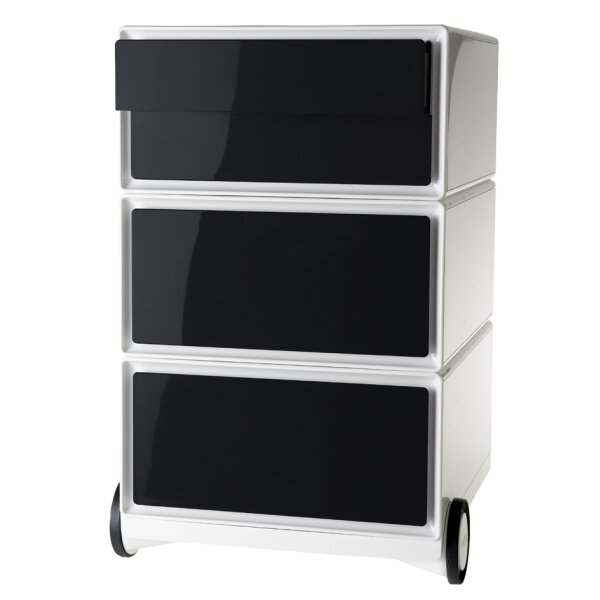 PAPERFLOW Caisson mobile easyBox, 4 tiroirs, blanc/h&ecirc;tre