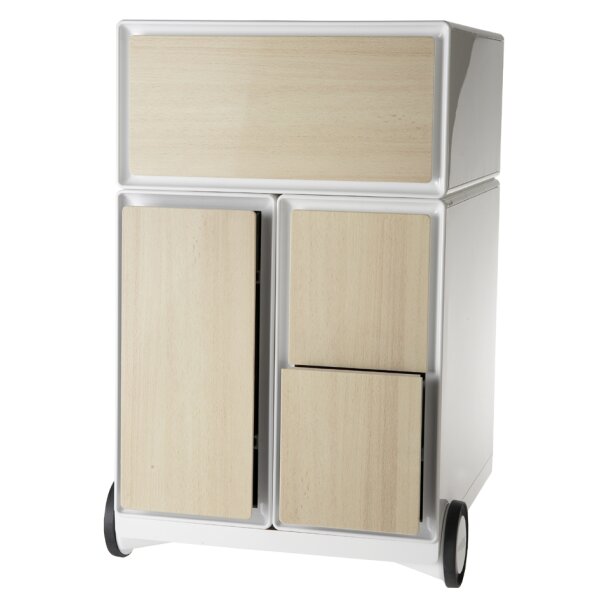 PAPERFLOW Rollcontainer "easyBox", 1 Schub, weiss buche