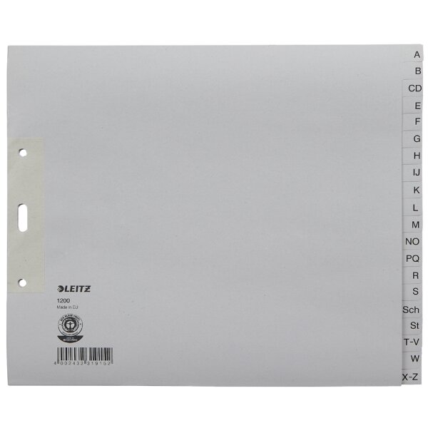 LEITZ Intercalaires en papier naturel, A-Z, A4+, mi-hauteur
