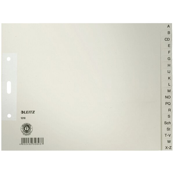 LEITZ Intercalaires en papier naturel, A-Z, A4+, mi-hauteur