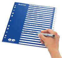 LEITZ Kunststoff-Register, A-Z, A4, 21-teilig, PP, weiss