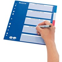 LEITZ Kunststoff-Register, blanko, A4, 10-teilig, farbig