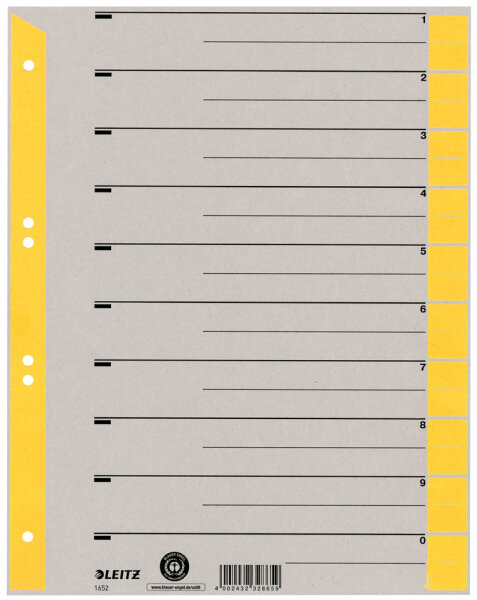 LEITZ Trennblätter, A4 Überbreite, Kraftkarton 230g qm, gelb