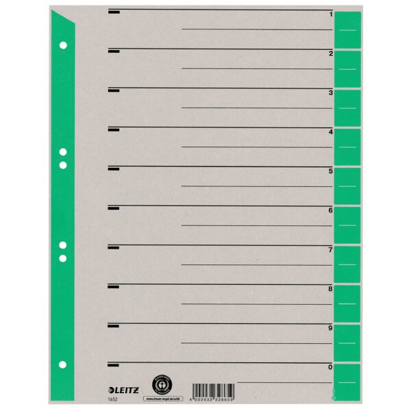 LEITZ Trennblätter, A4 Überbreite, Kraftkarton 230g qm