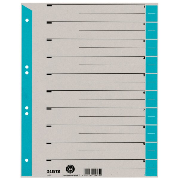 LEITZ Trennblätter, A4 Überbreite, Kraftkarton 230g qm, grün