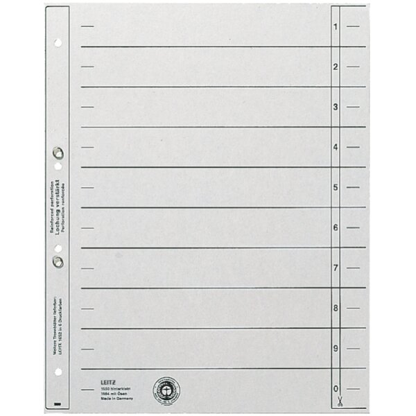 LEITZ Intercalaires, format A5 paysage, carton solide