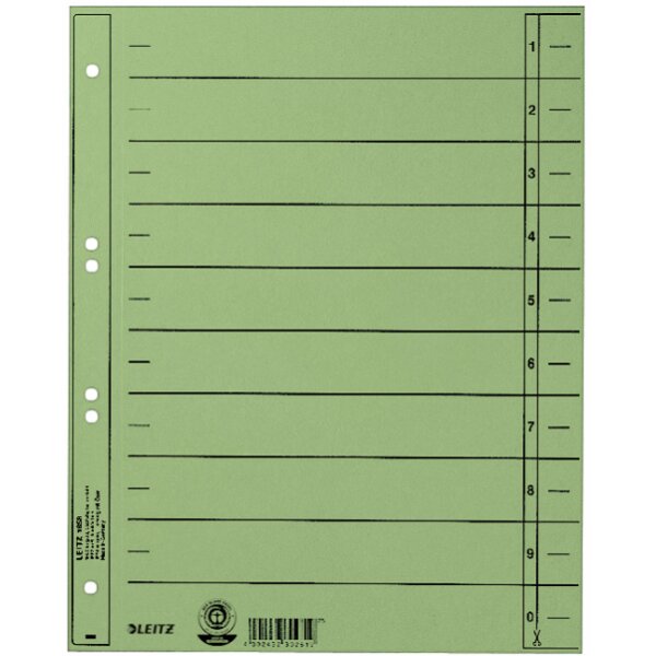 LEITZ Intercalaires, format A4 extra large,en carton manille