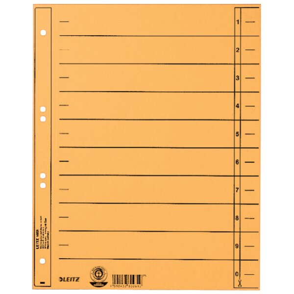 LEITZ Intercalaires, format A4 extra large,en carton manille