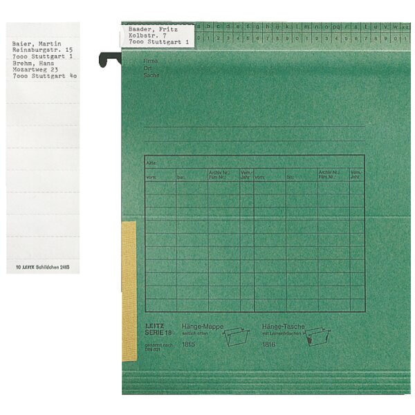 LEITZ Blanko-Beschriftungsschildchen, (B)60 x (H)21 mm, gr&uuml;n