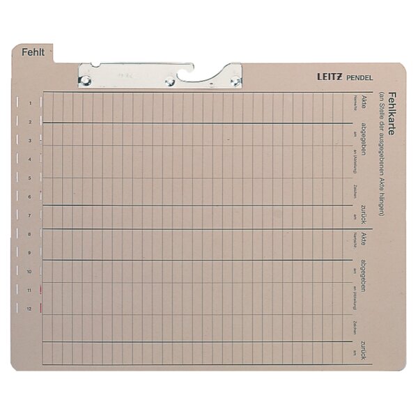 LEITZ Pendelfehlkarte, mit Tab "Fehlt", grau