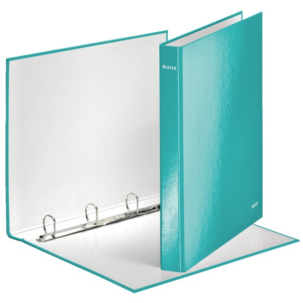 LEITZ Classeur &agrave; anneaux WOW, A4, carton rigide, bleu glac&eacute;