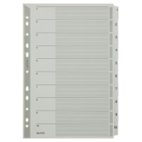LEITZ Intercalaires en carton mylar, chiffres, A4, 1-10,gris