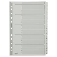 LEITZ Mylarkarton-Register, Zahlen, A4, 1-12, 12-teilig,grau