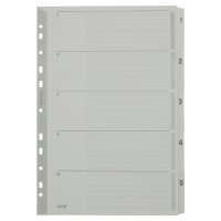 LEITZ Mylarkarton-Register, Zahlen, A4, 1-12, 12-teilig,grau