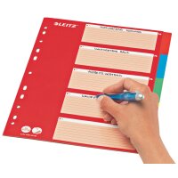 LEITZ Karton-Register, blanko, A4, 5-teilig, mehrfarbig