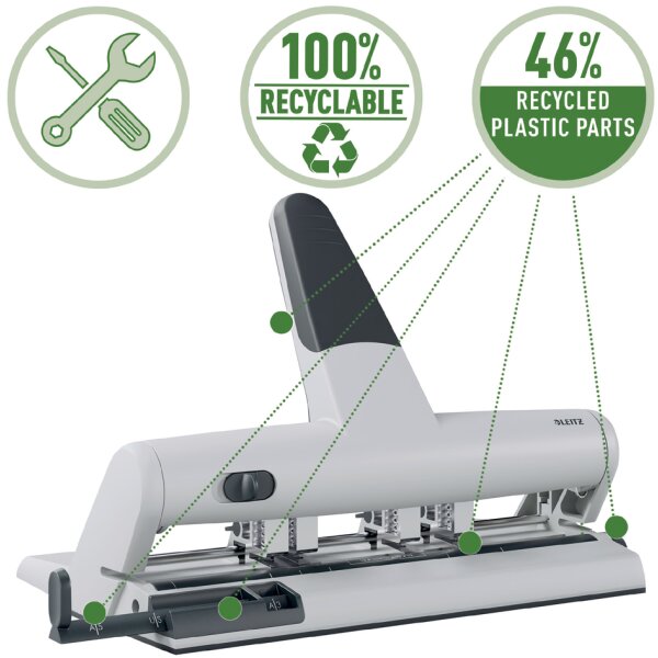 LEITZ Poincons pour perforateur polyvalent AKTO 5114, gris