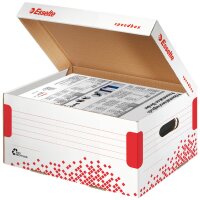 Esselte Archiv-Klappdeckelbox SPEEDBOX, DIN A4, weiss rot