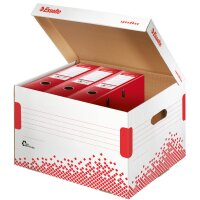 Esselte Archiv-Klappdeckelbox SPEEDBOX, Grosse: L, weiss rot