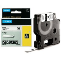 DYMO RHINO Etiquette en vinyle, 12 mm x 5,5 m, noir/jaune