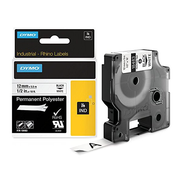 DYMO RHINO Etiquette industrielle en polyester noir/blanc