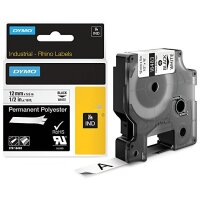 DYMO RHINO Etiquette industrielle en polyester noir/blanc