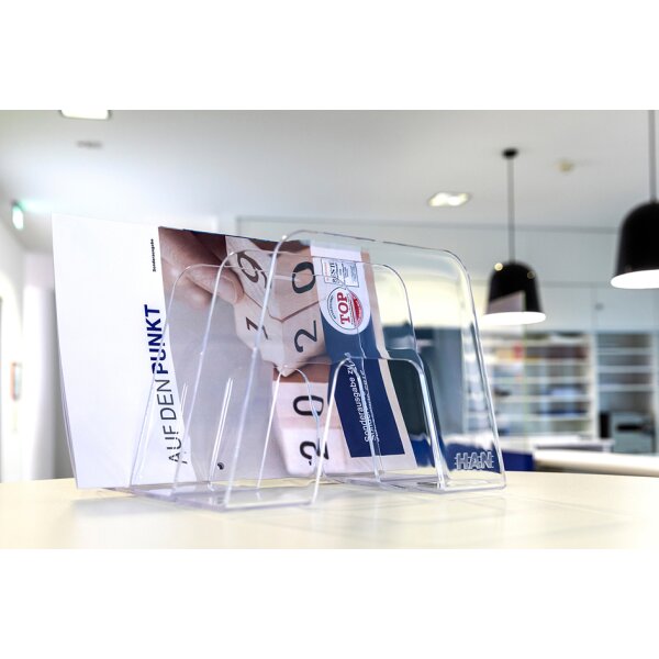 HAN Porte-revues SORTER, A4, 3 compartiments, transparent