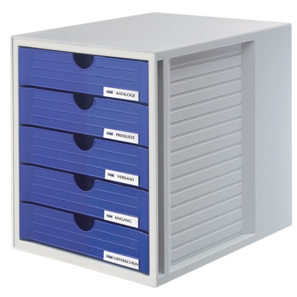 HAN Schubladenbox SYSTEMBOX, 5 Schübe, lichtgrau klar