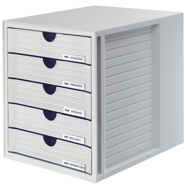 HAN Schubladenbox SYSTEMBOX, 5 Schübe, lichtgrau klar