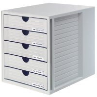 HAN Schubladenbox SYSTEMBOX, 5 Schübe, lichtgrau klar