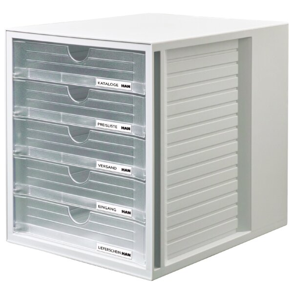 HAN Schubladenbox SYSTEMBOX, 5 Schübe, lichtgrau blau