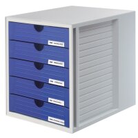 HAN Schubladenbox SYSTEMBOX, 5 Schübe, lichtgrau blau