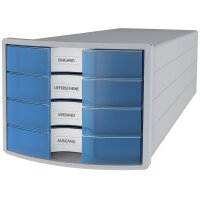 HAN Module de classement IMPULS 2.0, 4 tiroirs, gris/bleu