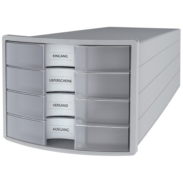 HAN Schubladenbox IMPULS 2.0, 4 Schübe, lichtgrau rot