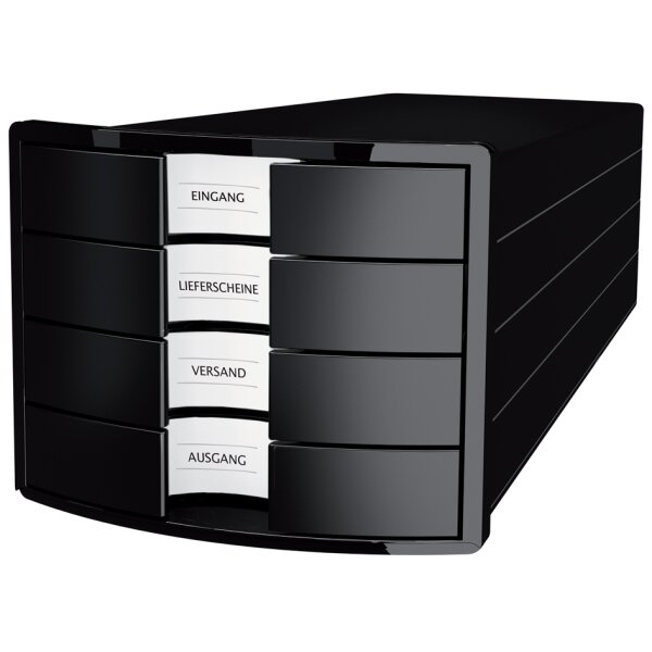 HAN Schubladenbox IMPULS 2.0, 4 Schübe, lichtgrau rot