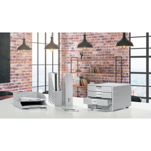 HAN Schubladenbox IMPULS 2.0, 4 Schübe, lichtgrau rot