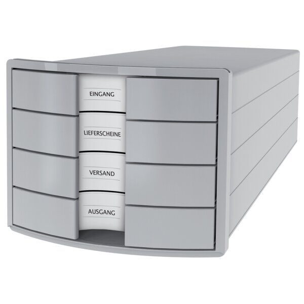 HAN Schubladenbox IMPULS 2.0, 4 Schübe, lichtgrau rot