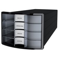 HAN Schubladenbox IMPULS 2.0, 4 Schübe, lichtgrau rot