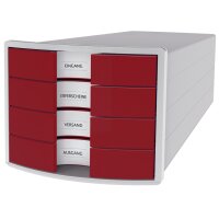 HAN Schubladenbox IMPULS 2.0, 4 Schübe, lichtgrau rot
