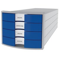 HAN Schubladenbox IMPULS 2.0, 4 Schübe, lichtgrau rot