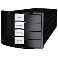 HAN Schubladenbox IMPULS 2.0, 4 Schübe, lichtgrau rot