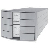 HAN Schubladenbox IMPULS 2.0, 4 Schübe, lichtgrau rot