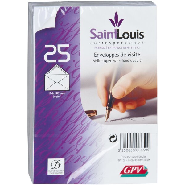 GPV Enveloppes de visite Saint Louis, 114 x 162 mm, blanc