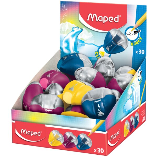 Maped Taille-crayon i-gloo Eject, assorti, pr&eacute;sentoir de 30