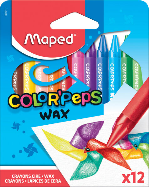 Maped Crayon de cire COLORPEPS WAX, étui en carton de 12