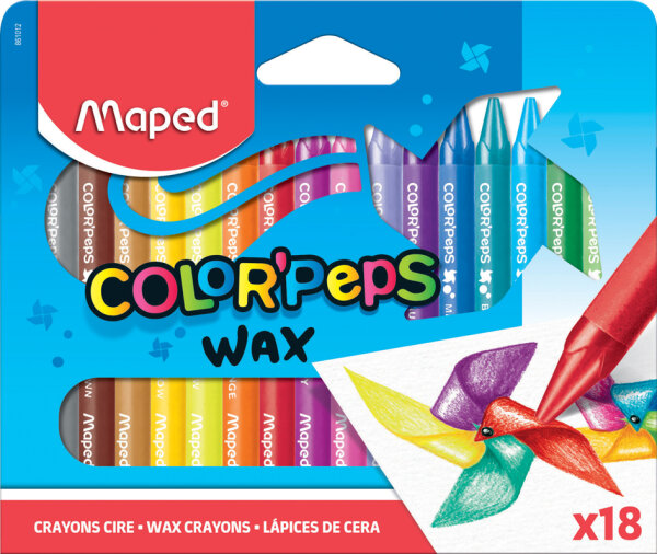 Maped Crayon de cire COLORPEPS WAX, étui en carton de 18