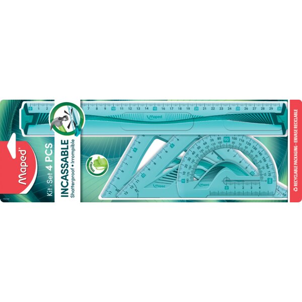 Maped Grand kit de géometrie Flex, incassable, 4 pièces