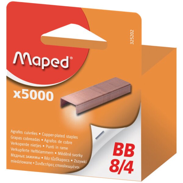 Maped Agrafes BB 8/4, grand paquet, cuivr&eacute;