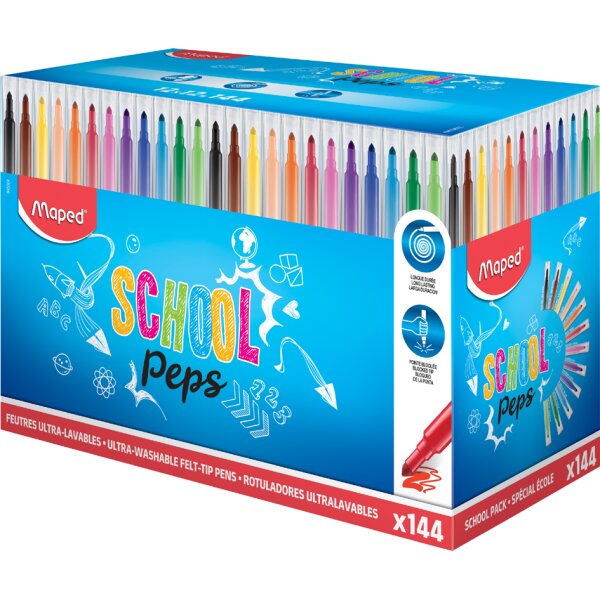Maped Feutres dessin COLORPEPS Long Life, présentoir de 144
