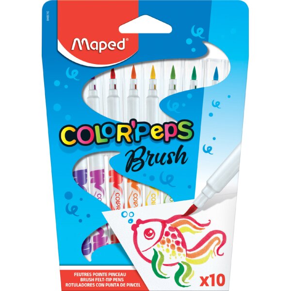 Maped Feutre COLORPEPS Brush, &eacute;tui en carton de 10